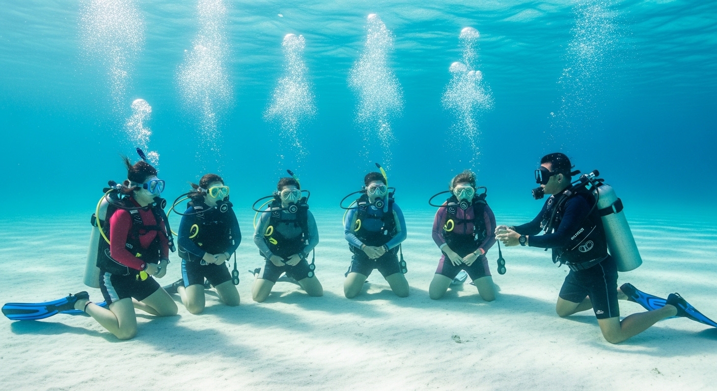 Anfänger beim Tauchen lernen auf Koh Tao