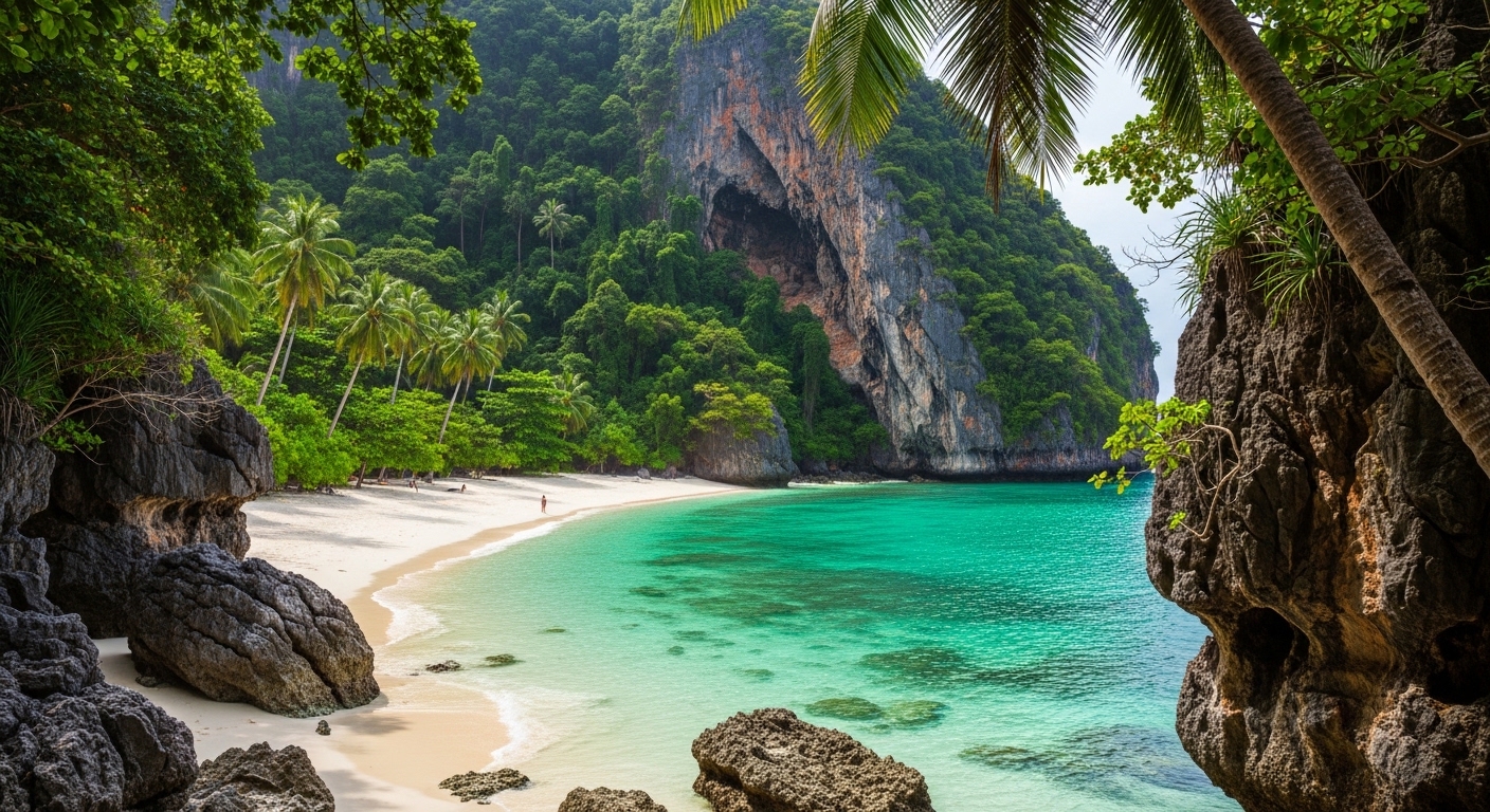 Einsame versteckte Bucht auf Koh Tao mit kristallklarem Wasser und tropischem Grün