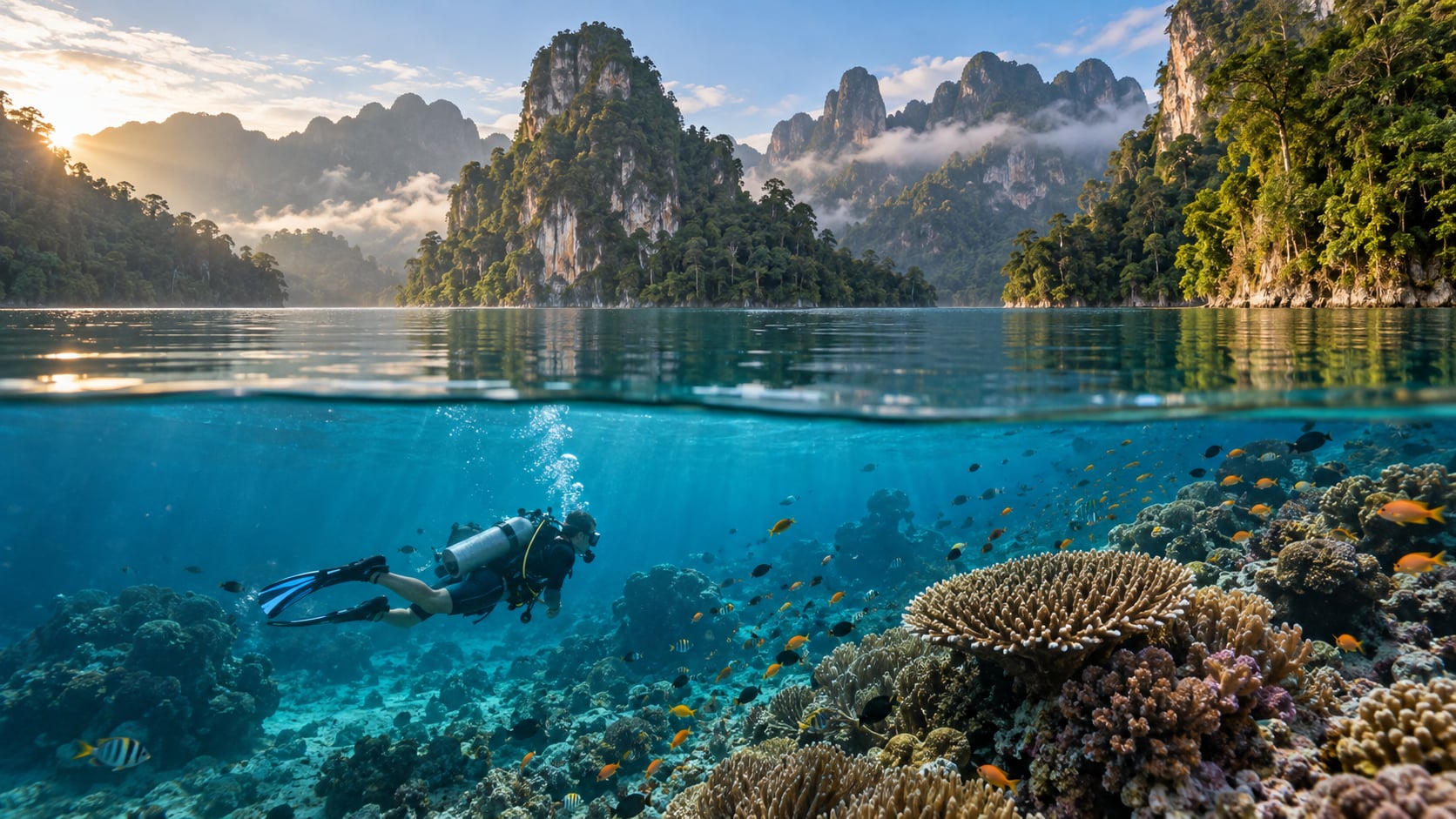 Taucher und Dschungel Koh Tao Khao Sok Kombireise