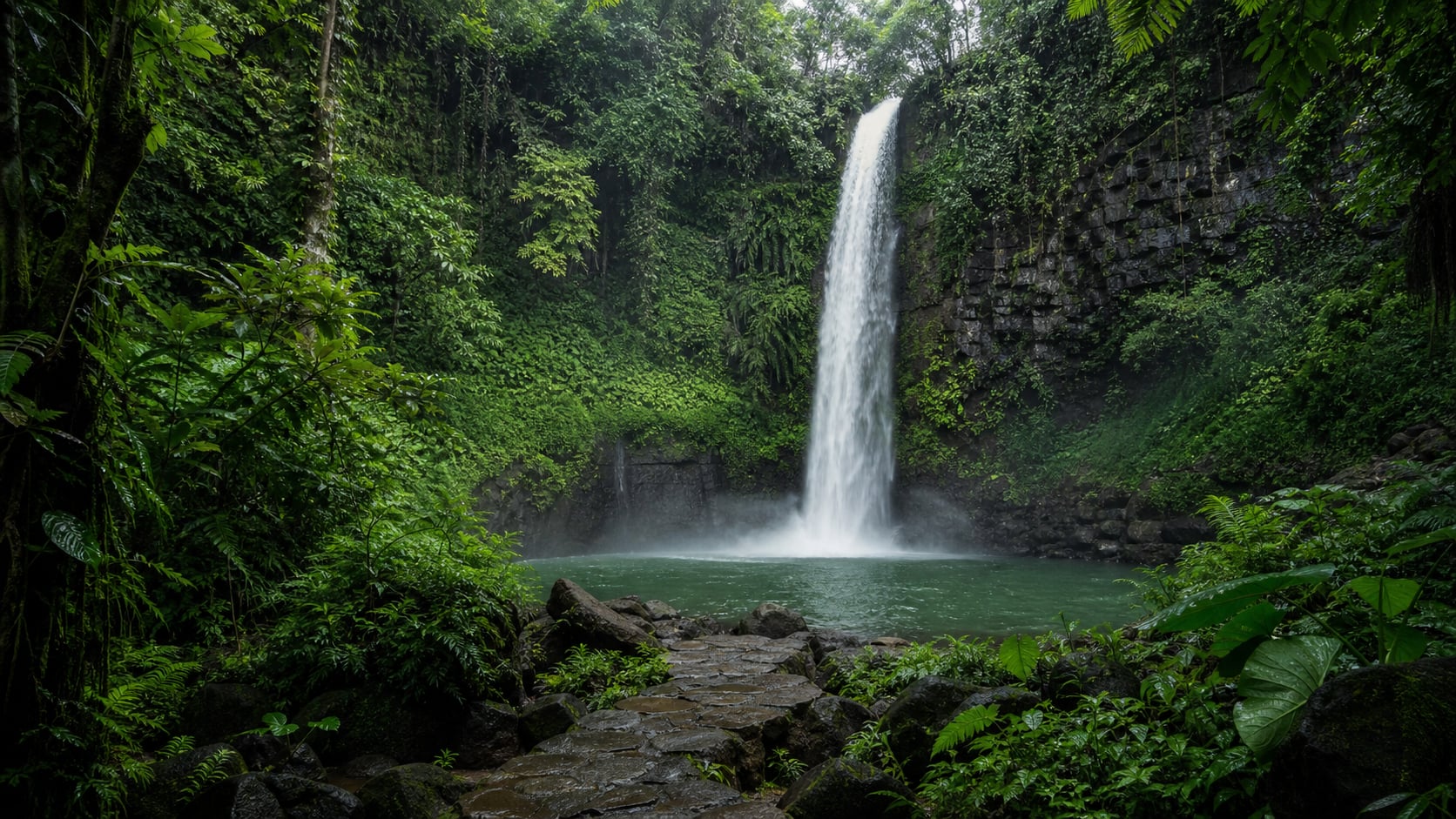 Wasserfall im Bergland von Nordbali, umgeben von dichtem tropischem Grün