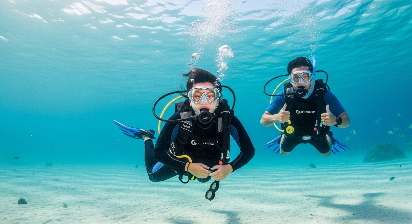 Tauchschüler beim Open Water Kurs auf Koh Tao
