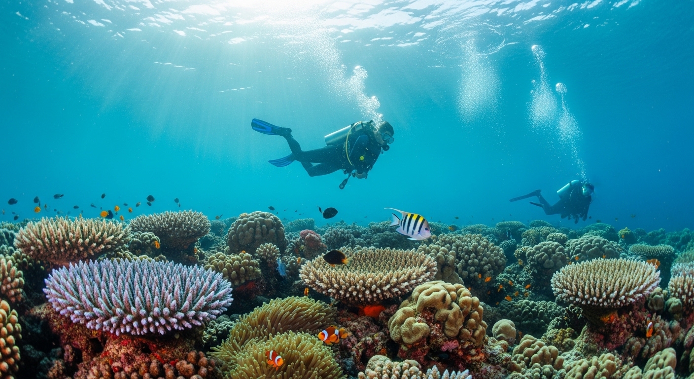 Kristallklares Wasser ohne Plastikmüll an einem Tauchspot auf Koh Tao