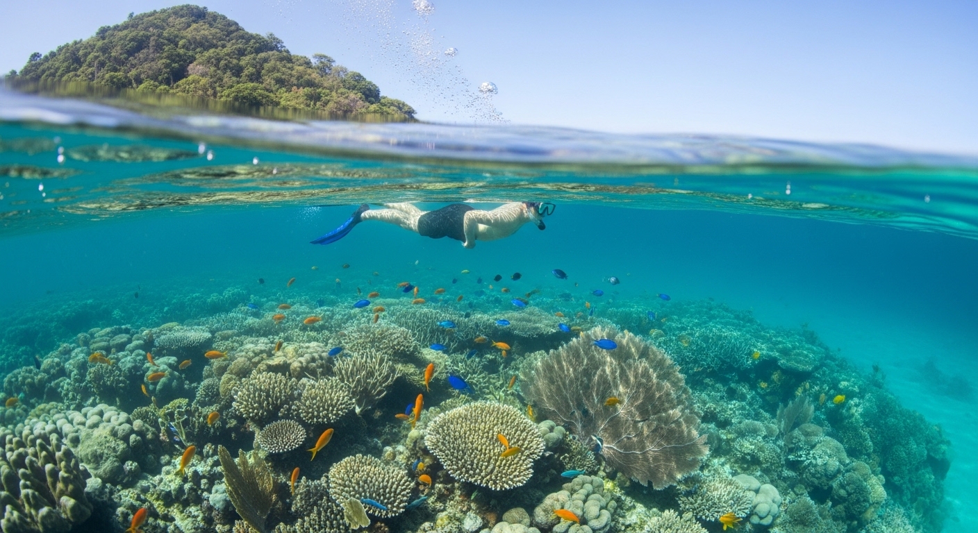 Transparente Qualle treibt im türkisfarbenen Wasser vor Koh Tao
