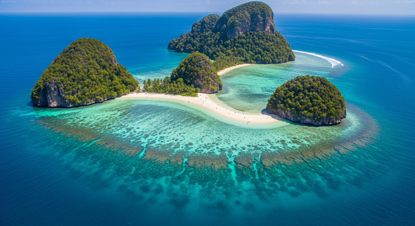 Koh Nang Yuan Tagesausflug – drei Inseln verbunden durch weiße Sandbank mit türkisblauem Wasser