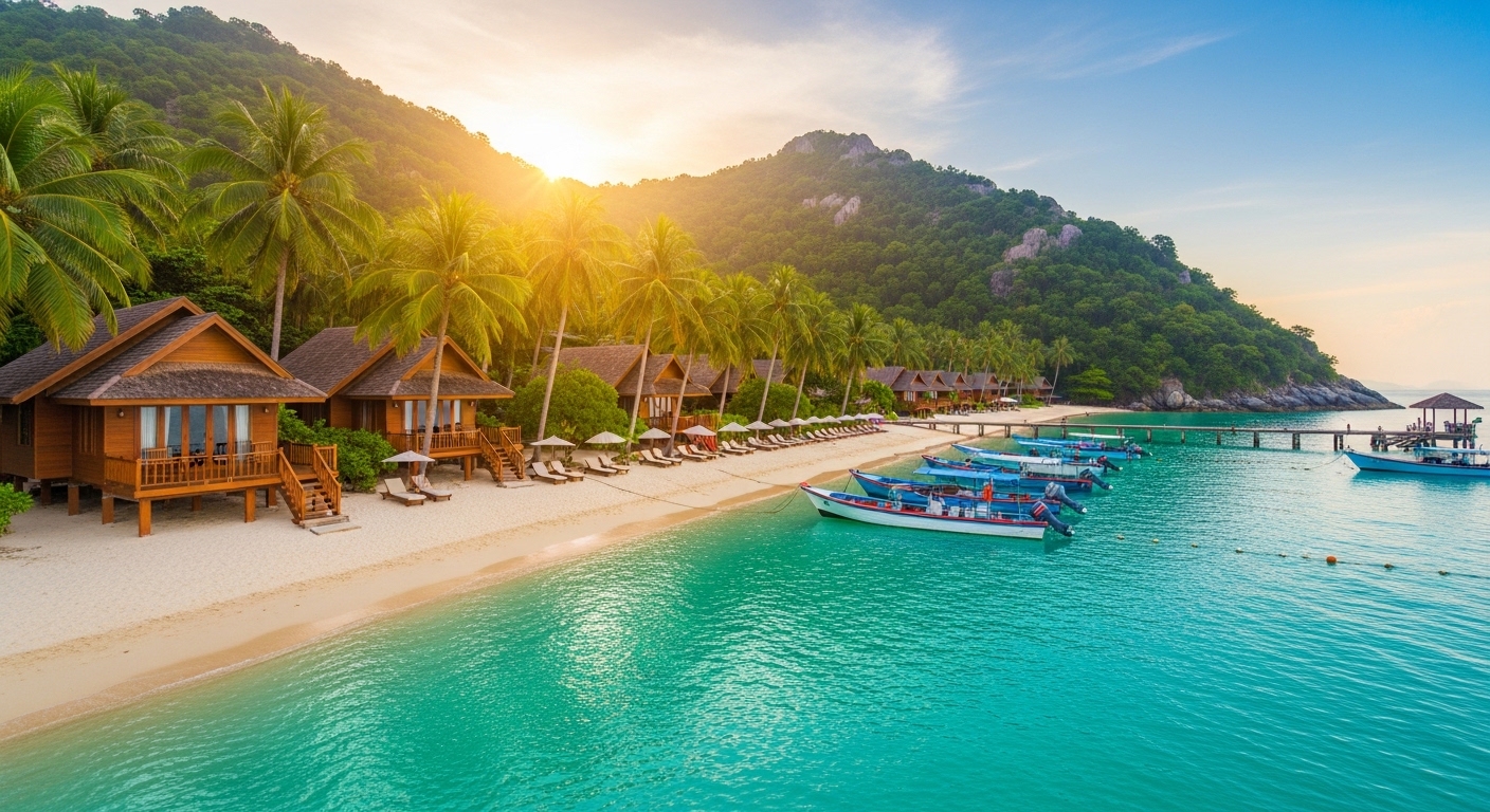 Tropisches Strandresort auf Koh Tao mit direktem Zugang zum türkisblauen Meer