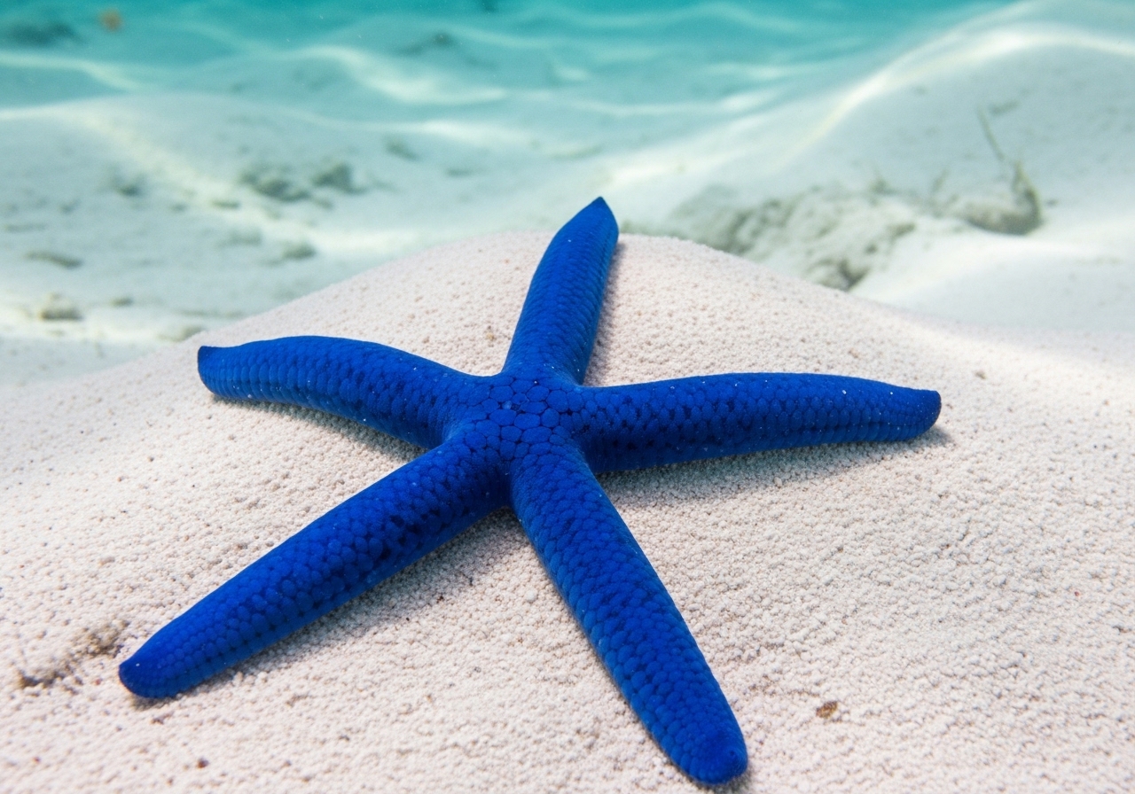 Unterwasserfoto: Blauer Seestern (Linckia laevigata) in Koh Tao